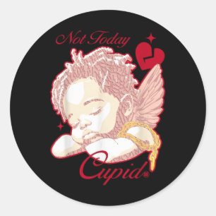 Retro Vintage Not Today Cupid Jordans Valentines D Classic Round Sticker