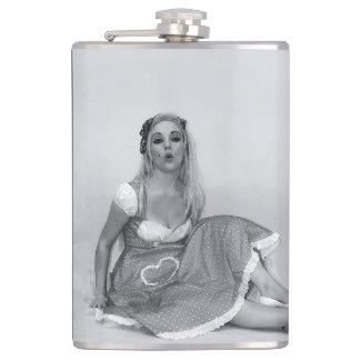 Retro Vintage Old Fashioned Pinup Girl Hip Flask