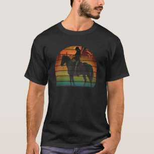 Retro vintage orange sunset horse cowgirl Horsebac T-Shirt