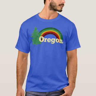 Retro Vintage Oregon hrowback rainbow distressed g T-Shirt