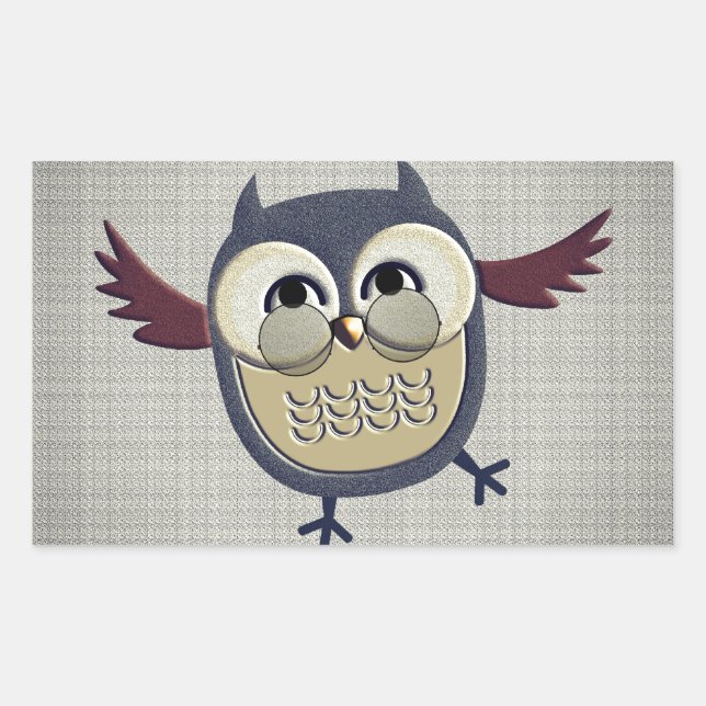 Retro Vintage Owl Rectangular Sticker (Front)