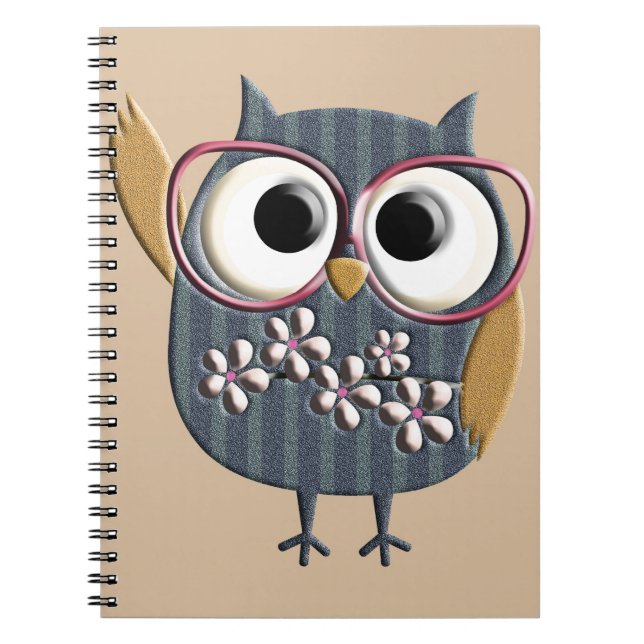 Retro Vintage Owl Spiral Notebook (Front)