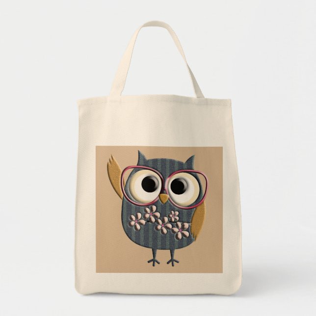 Retro Vintage Owl Tote Bag (Front)