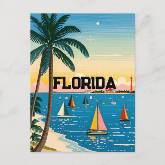 retro vintage palm tree Florida Postcard