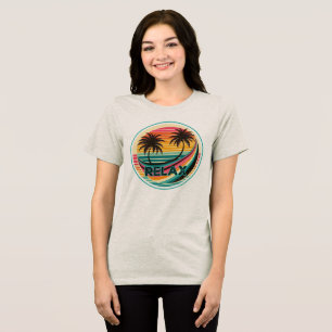 Retro Vintage Palm Tree Sunset Vibes Tri-Blend Shirt