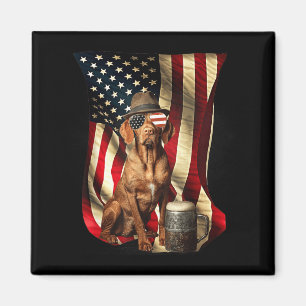 Retro Vintage Patriotic Vizsla Dog Usa Flag July Magnet