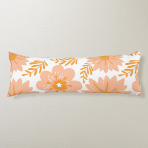 Retro Vintage Peach Fuzz Orange Flower Pattern Body Cushion