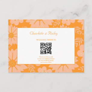 Retro Vintage Peach Fuzz Orange Flower Pattern Enclosure Card