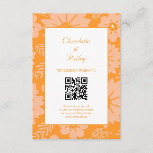 Retro Vintage Peach Fuzz Orange Flower Pattern Enclosure Card