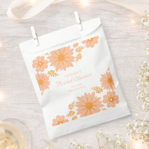 Retro Vintage Peach Fuzz Orange Flower Pattern Favour Bags