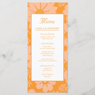 Retro Vintage Peach Fuzz Orange Flower Pattern Menu