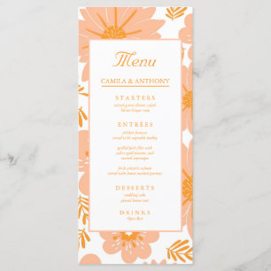 Retro Vintage Peach Fuzz Orange Flower Pattern Menu