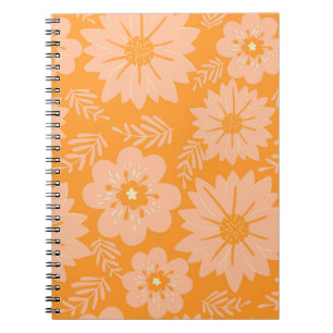 Retro Vintage Peach Fuzz Orange Flower Pattern Notebook