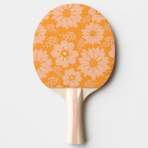 Retro Vintage Peach Fuzz Orange Flower Pattern Ping Pong Paddle