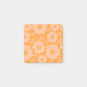 Retro Vintage Peach Fuzz Orange Flower Pattern Post-it Notes