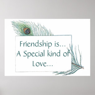 Retro Vintage Peacock Feather Friendship Quote Poster