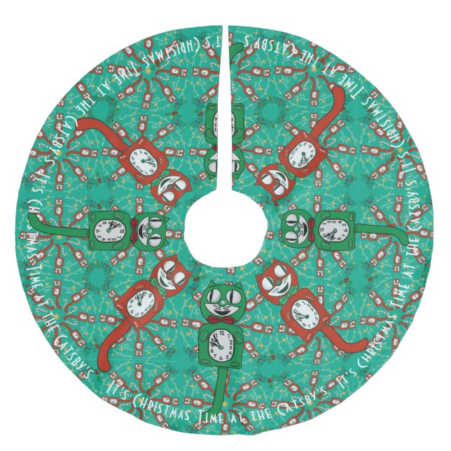 Retro Vintage Personalised Christmas Tree Skirt (Front)