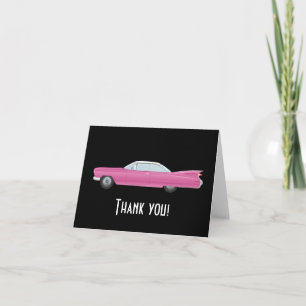 Retro Vintage Pink Car Thank You Card