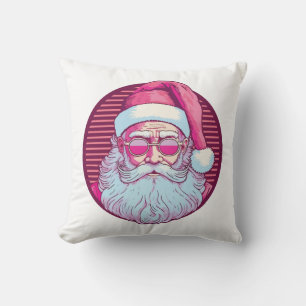 Retro vintage pink santa claus cushion