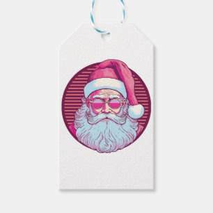 Retro vintage pink santa claus gift tags