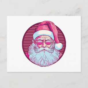 Retro vintage pink santa claus  holiday postcard