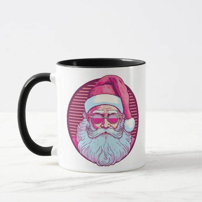 Retro vintage pink santa claus  mug (Left)