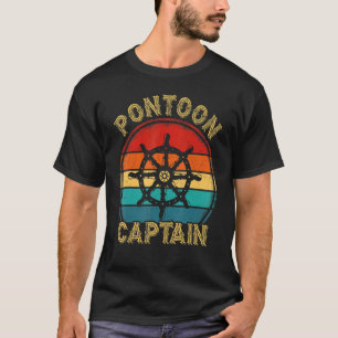 Retro Vintage Pontoon Ship Steering Wheel Pontoon T-Shirt