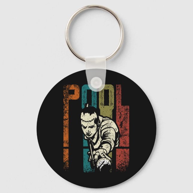 Retro Vintage Pool Billiards  Key Ring (Front)