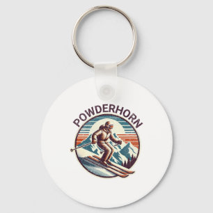 Retro Vintage Powderhorn Colorado Ski Resort Winte Key Ring