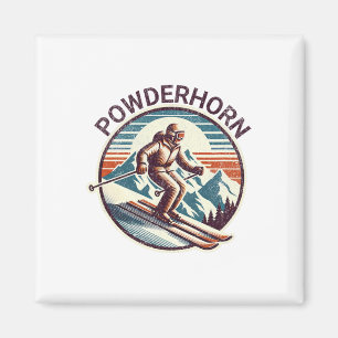 Retro Vintage Powderhorn Colorado Ski Resort Winte Magnet