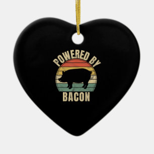 Retro Vintage Powered By Bacon BBQ BBQ Lovers Ceramic Tree Decoration