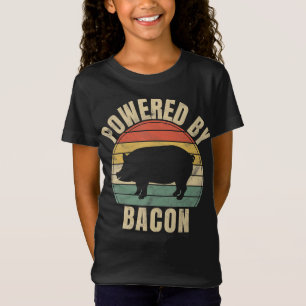 Retro Vintage Powered By Bacon BBQ   BBQ Lovers T-Shirt