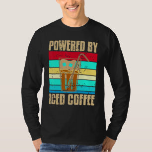 Retro Vintage Powered By Iced Coffee Cool Present  T-Shirt