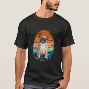 Retro Vintage Pug Dog Egg Happy Easter Day T-Shirt