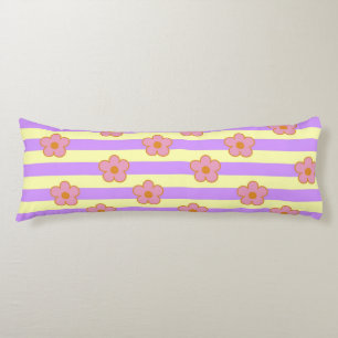 Retro Vintage Purple Stripe Flower Pattern Body Cushion