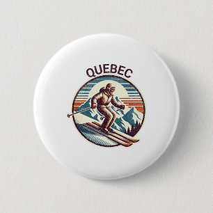 Retro Vintage Quebec Canada Ski Resort Winter Skii 6 Cm Round Badge