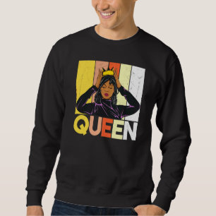 Retro Vintage Queen Women Melanin Poppin Black Gir Sweatshirt