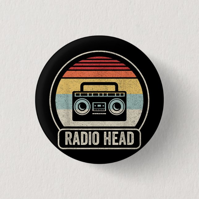 Retro Vintage Radio Head 3 Cm Round Badge (Front)