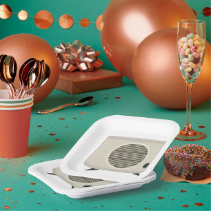Retro Vintage Radio Mid-Century Modern Audio Paper Plate