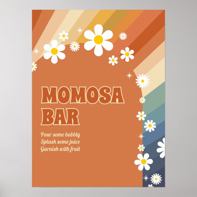 Retro Vintage Rainbow Momosa Bar Poster (Front)