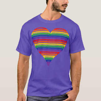 Retro Vintage Rainbow Pride Heart T-Shirt