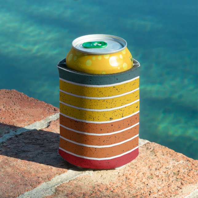 Retro vintage rainbow sunset stripes  can cooler (In Situ Pool)