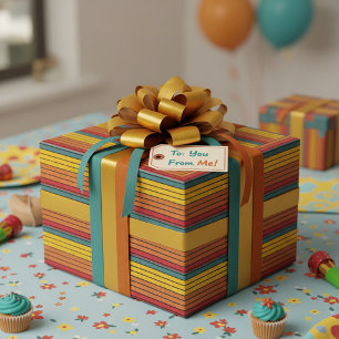 Retro vintage rainbow sunset stripes  wrapping paper