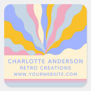Retro Vintage Rays Abstract Trendy Business Square Sticker