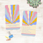 Retro Vintage Rays Abstract Trendy Name Business Card<br><div class="desc">Retro Vintage Rays Abstract Trendy Name Business Cards features a retro rays in shades of yellow,  blue and pink with an overlay of your name and company or designation on the front. On the reverse is your personalised contact details. Designed by © Evco Studio www.zazzle.com/store/evcostudio</div>
