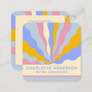 Retro Vintage Rays Abstract Trendy Name Square Business Card