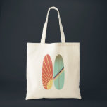 Retro Vintage Red & Blue Surfboard Illustration  Tote Bag<br><div class="desc">Old vintage style surfboard illustration tote bag</div>