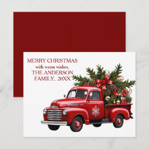 Retro Vintage Red Farm Truck Christmas 2025 Card