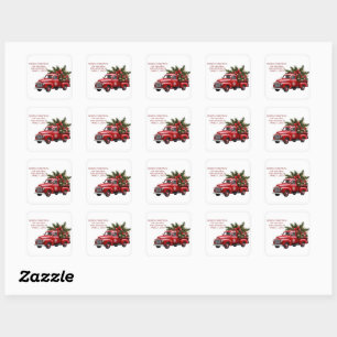 Retro Vintage Red Farm Truck Christmas 2025 Card Square Sticker