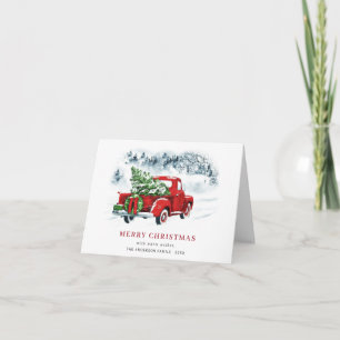 Retro Vintage Red Farm Truck Christmas Greeting Ho Holiday Card